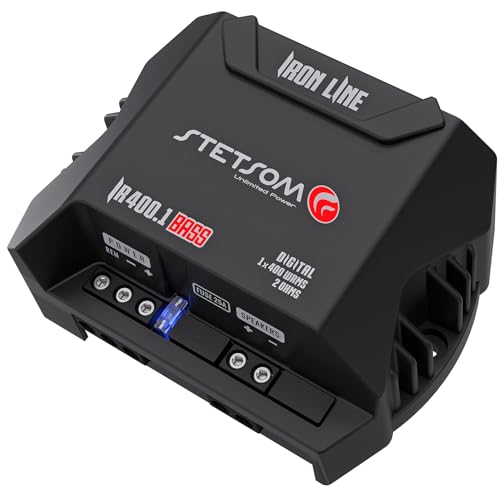 Stetsom IR 400.1 BASS 2 Ohms - Iron Line Digital Sub Amplifier, 2Ω Stable, Mono Car Audio, 400 Watts RMS, Compact Digital Amplifier, Full Range Sound Quality, Crossover, Bass Boost, for Subwoofers - Image 2