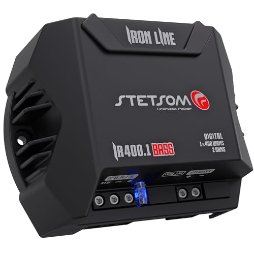 Stetsom IR 400.1 BASS 2 Ohms - Iron Line Digital Sub Amplifier, 2Ω Stable, Mono Car Audio, 400 Watts RMS, Compact Digital Amplifier, Full Range Sound Quality, Crossover, Bass Boost, for Subwoofers - Image 4
