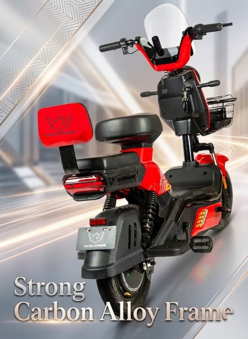 Wind Horse M6 Electric Scooter | 500W Motor, 45-50 km Range, 40-45 km/h Top Speed, Dual-Seater with Front Basket & Remote Lock Anti-Theft - Image 3