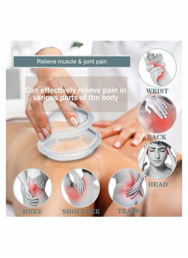 كاست ويف - مجموعة علاج الحجامة الاحترافية من السيليكون لمكافحة السيلوليت وتدليك الوجه والجسم وتسكين الآلام وآلام المفاصل واسترخاء العضلات - 4 حجم 4 أكواب - Image 1