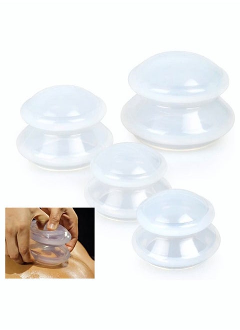Professional Silicone Cupping Therapy Set for Anti Cellulite, Facial Body Massage, Pain Relief, Muscle Relaxation Joint Pain- 4 Size 4 Cups