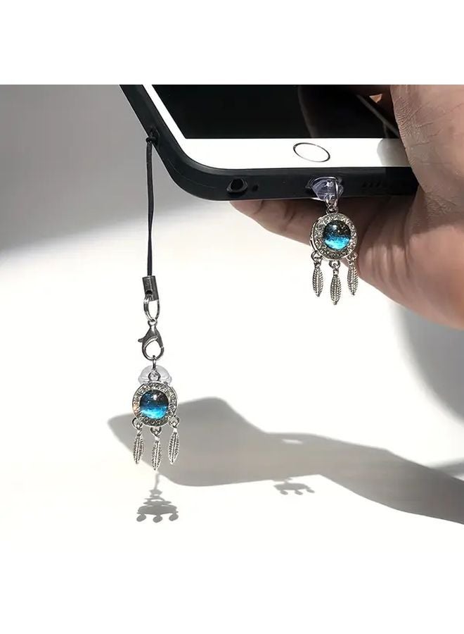 Starry Sky Dreamcatcher Phone Dust Plug For iPhone 6 14 Pro Max With Lanyard Christmas Gift - Image 2