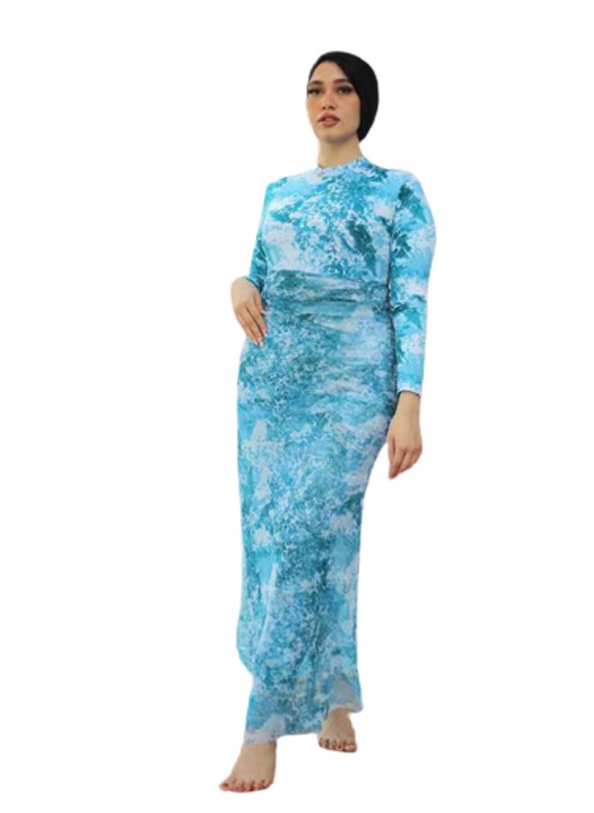 ماركة غير محددة - مايوه بحر بوركيني ٥ قطع حريمي - امواج البحر - Image 1