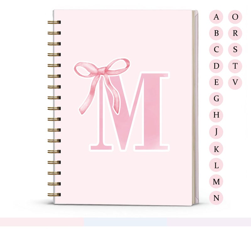 foedor Pink Bow Journal Notebook for Girls,Initial M Journals Personalized Diary Gifts for Teen Girl Kids,Monogrammed Gifts for Women,Trendy Coquette Cute Hardcover Spiral Notebook 5.5 x 8.3 - Image 1