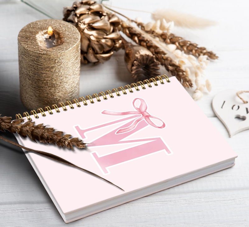 foedor Pink Bow Journal Notebook for Girls,Initial M Journals Personalized Diary Gifts for Teen Girl Kids,Monogrammed Gifts for Women,Trendy Coquette Cute Hardcover Spiral Notebook 5.5 x 8.3 - Image 4