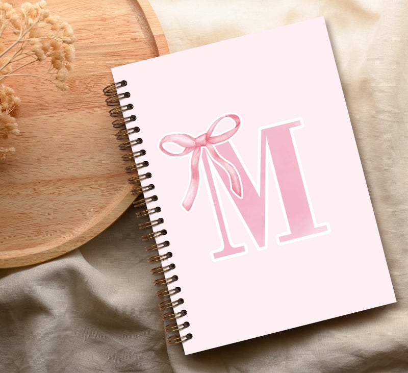 foedor Pink Bow Journal Notebook for Girls,Initial M Journals Personalized Diary Gifts for Teen Girl Kids,Monogrammed Gifts for Women,Trendy Coquette Cute Hardcover Spiral Notebook 5.5 x 8.3 - Image 5
