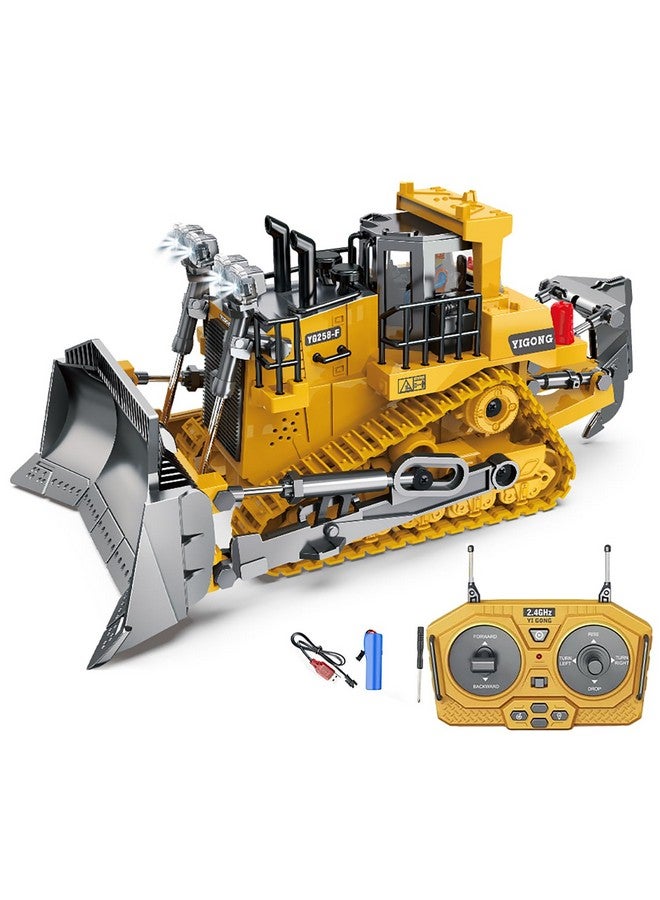 Magicwand 1:18 Scale Die-Cast 9 Channel Multi-Directional Bulldozer with Working Headlights Lights & Sound for Kids【Mustard】【Pack of 1】 - Image 1
