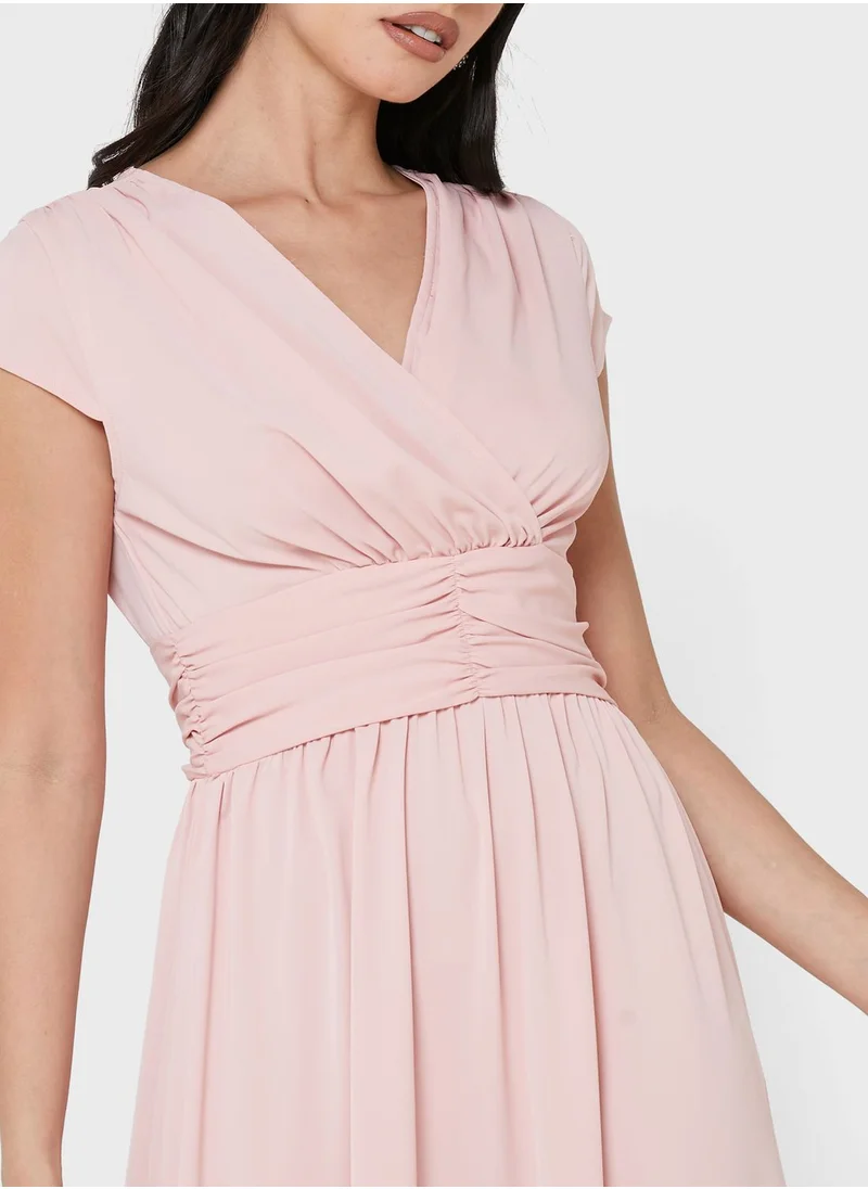Khizana Ruched Waist Detail Fit & Flare Dress