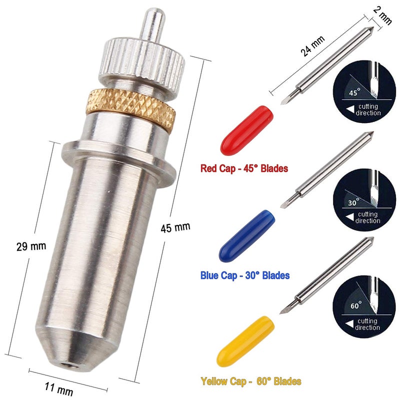 ADVcer 15pcs 30/45 / 60 Degree Vinyl Cutter Blades with Cut Blade Holder - All Purpose for GCC Vinyl Film Cutter Plotter Cutting Machines (ZEC-U1005, Dia. 2.0 mm, Offset Value 0.25mm) - Image 3