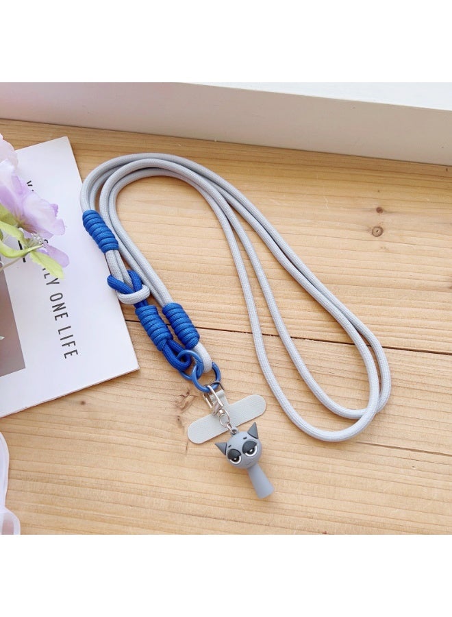 NIBEMINENT Beaded Phone Lanyard, Anti Lost Removable Wrist Strap, Colorful Long Sleeve Bracelet Pendant, Phone Keychain Lanyard,Gray And Blue