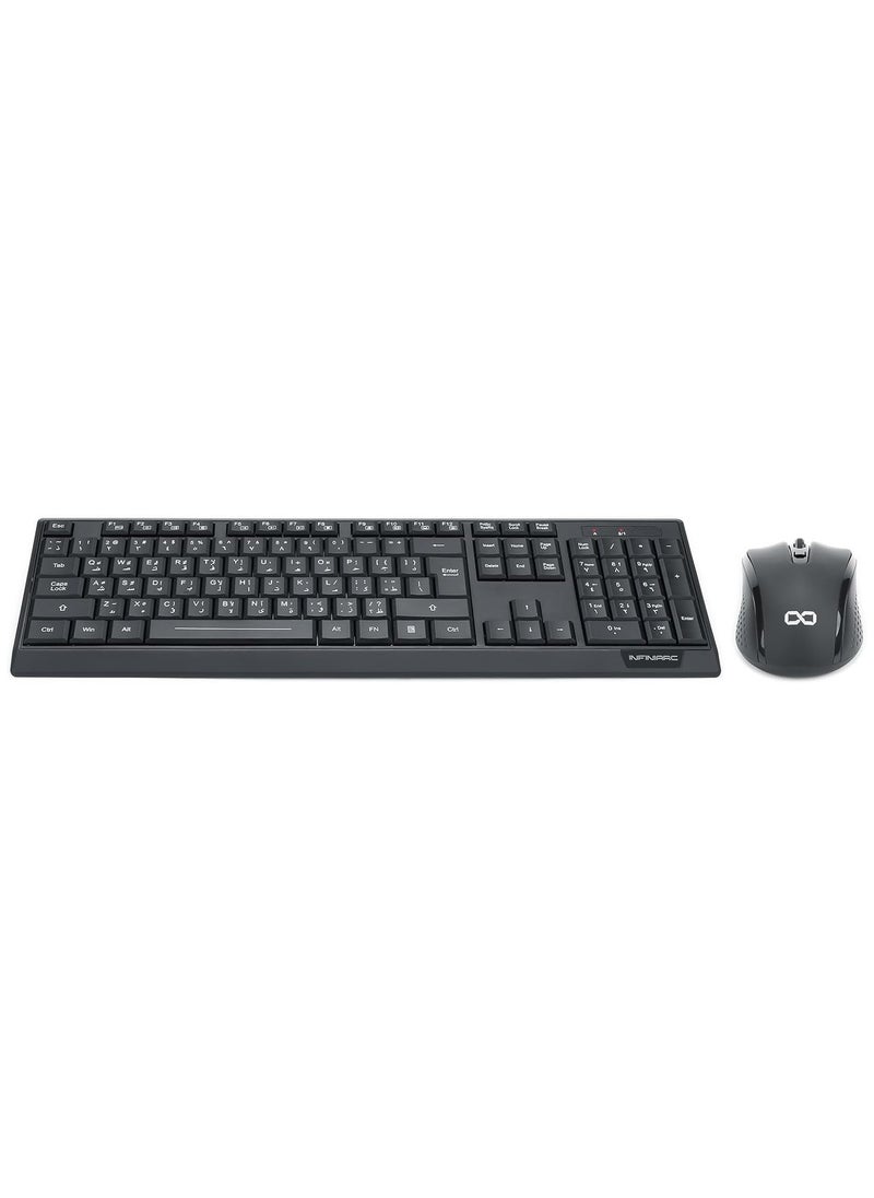 INFINIARC Wireless Keyboard and Mouse Combo, Full-size English/Arabic Keyboard, 104 Keys, 4 Buttons, USB, Windows 10/8/7/Vista/XP, PC/Laptop/Desktop  - Image 2