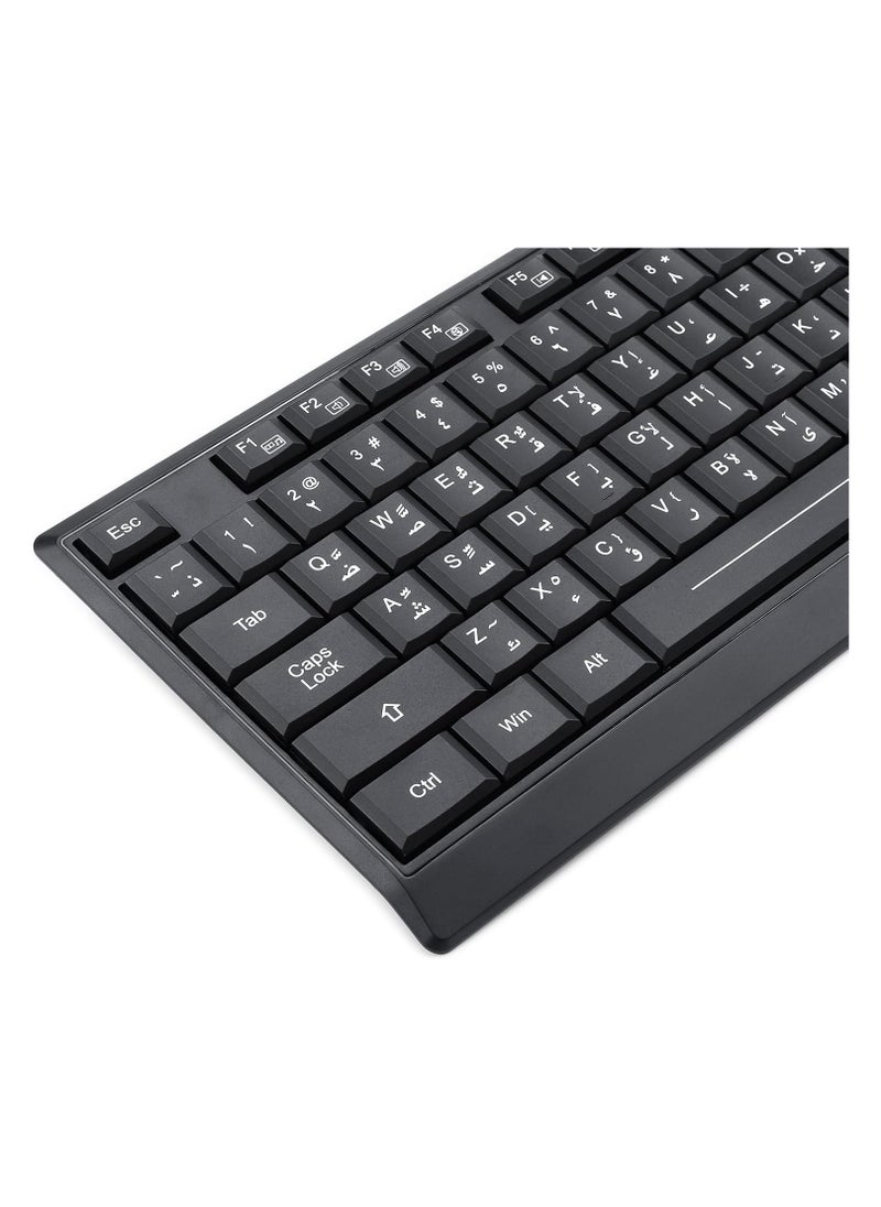 INFINIARC - Wireless Keyboard and Mouse Combo, Full-size English/Arabic Keyboard, 104 Keys, 4 Buttons, USB, Windows 10/8/7/Vista/XP, PC/Laptop/Desktop - Image 1