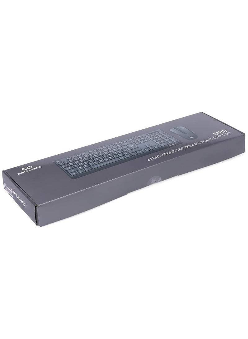 INFINIARC - Wireless Keyboard and Mouse Combo, Full-size English/Arabic Keyboard, 104 Keys, 4 Buttons, USB, Windows 10/8/7/Vista/XP, PC/Laptop/Desktop - Image 1