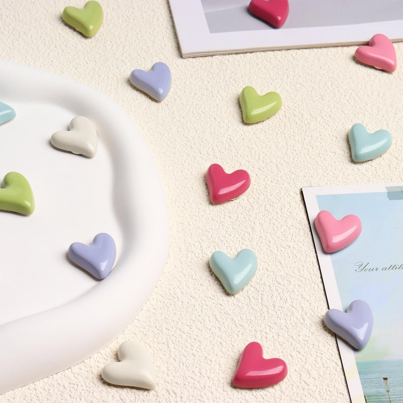 EMUTOL 24Pcs Heart Fridge Magnets, Colorful Fridge Magnets, Cute Love Heart Refrigerator Magnets for Christmas Valentine's Anniversary, Decorative Magnets for Whiteboard Office Kitchen Locker - Image 3