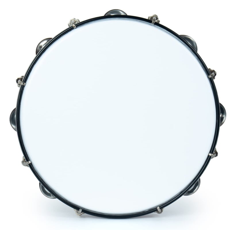 MUSCELL Tambourine for Adults,Hand Held Plastic Tambourines Drum Double Row Metal Jingles Musical Instrument-10" - Image 2