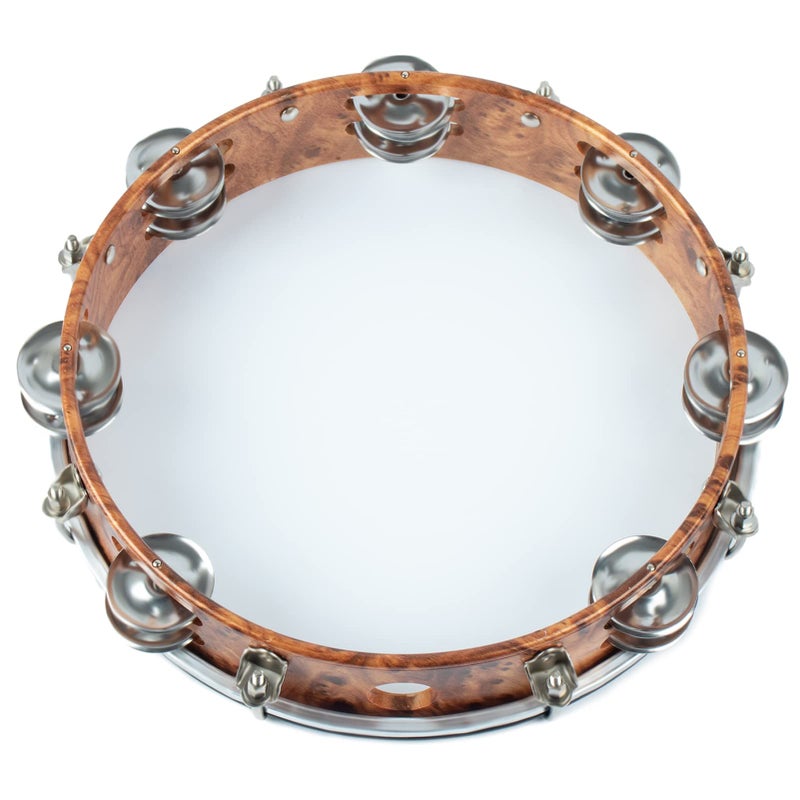 MUSCELL Tambourine for Adults,Hand Held Plastic Tambourines Drum Double Row Metal Jingles Musical Instrument-10" - Image 4