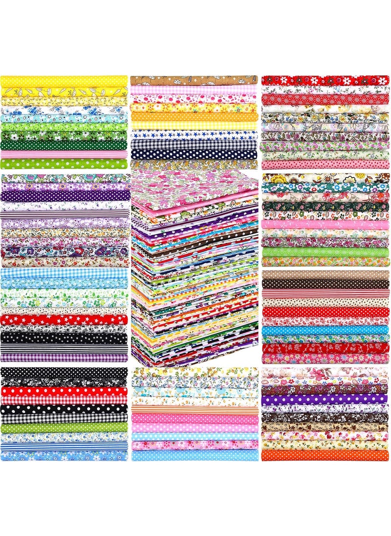 Moukeren Moukeren 300 Pcs 4 x 4 10 cm x 10 cm Precut Cotton Craft Fabric Bundle Squares Floral Patterns Sewing Quarters Bundle Quilting Fabric DIY Material for Sewing Scraps Squares Sheets Patchwork  - Image 1