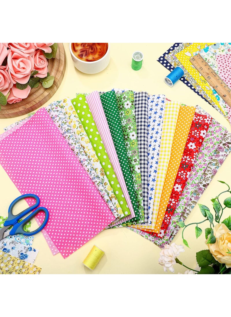 Moukeren Moukeren 300 Pcs 4 x 4 10 cm x 10 cm Precut Cotton Craft Fabric Bundle Squares Floral Patterns Sewing Quarters Bundle Quilting Fabric DIY Material for Sewing Scraps Squares Sheets Patchwork  - Image 5