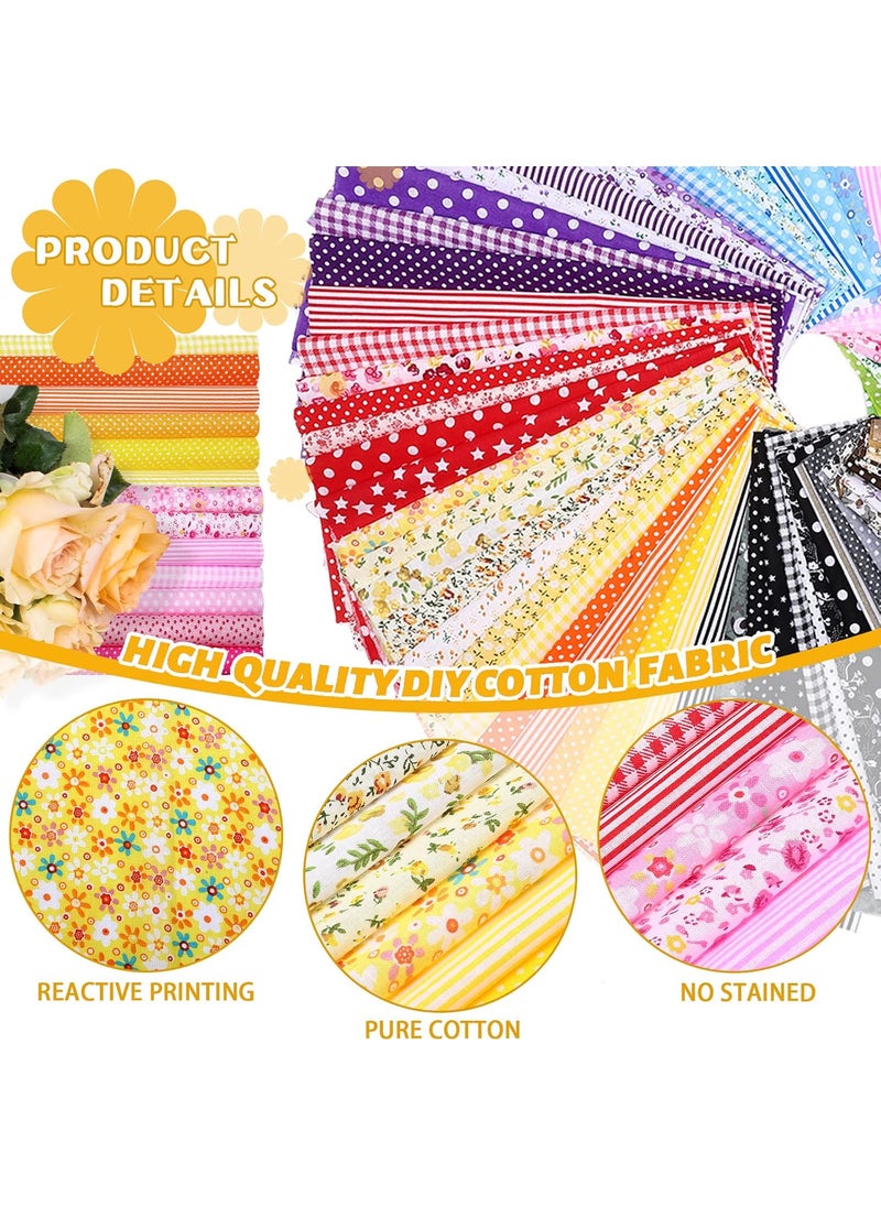 Moukeren Moukeren 300 Pcs 4 x 4 10 cm x 10 cm Precut Cotton Craft Fabric Bundle Squares Floral Patterns Sewing Quarters Bundle Quilting Fabric DIY Material for Sewing Scraps Squares Sheets Patchwork  - Image 4