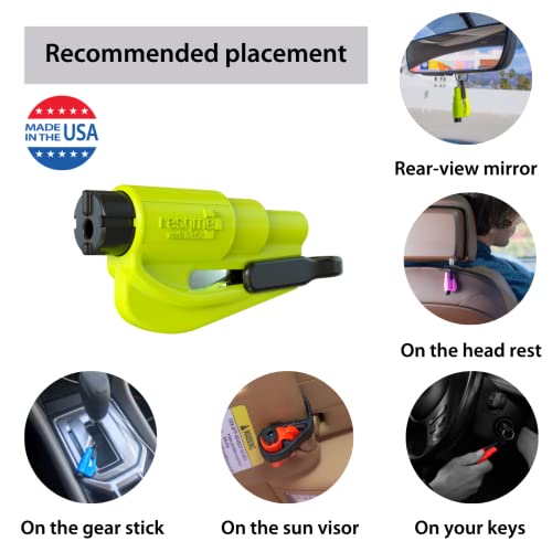 Resqme Accessory Pack The Original Emergency Keychain Car Escape Tool, 2-in-1 Seatbelt Cutter and Window Breaker, Made in USA With Visor Clip, Lanyard, Keyring and Cable Tie - Blue, Orange, Yellow - Image 4