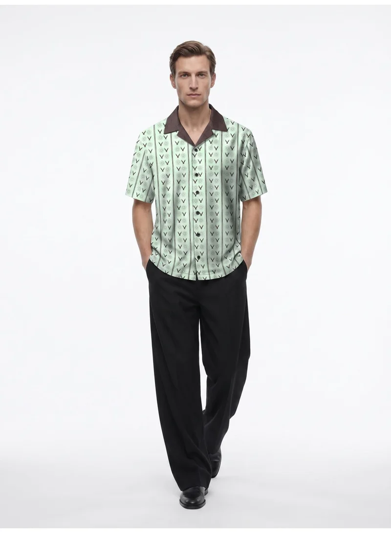 Tezhhomayaa Shower Of Forms Cuban Collar Half Sleeve Shirt – Geometric Pattern