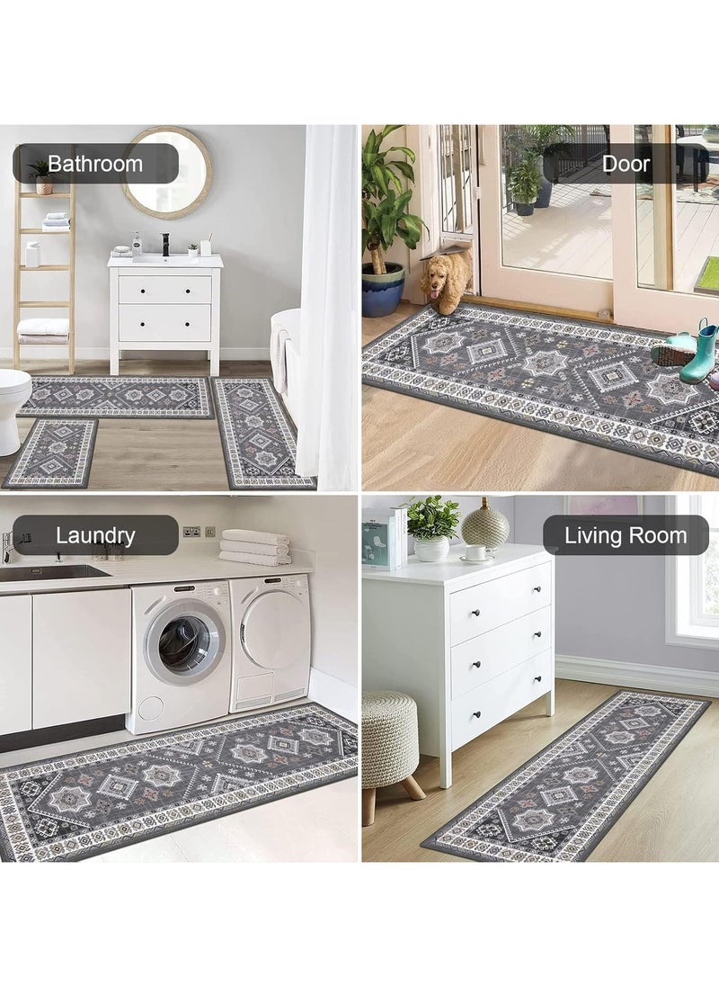 XICEN Kitchen Floor Mat 3pcs Set,  Non-slip Absorbent Bohemia Kitchen Carpet, For Kitchen Floor, Sink, Corridor, Living Room Balcony, Laundry Room (40*60+50*80+50*120cm)  - Image 2