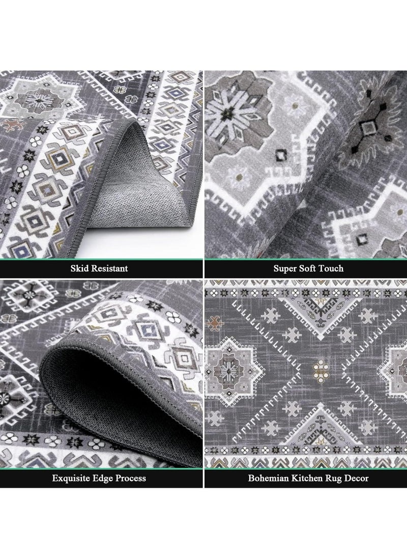 XICEN Kitchen Floor Mat 3pcs Set,  Non-slip Absorbent Bohemia Kitchen Carpet, For Kitchen Floor, Sink, Corridor, Living Room Balcony, Laundry Room (40*60+50*80+50*120cm)  - Image 3