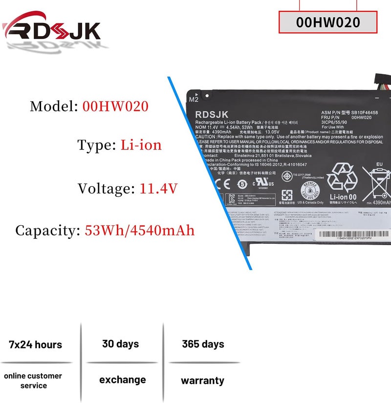 00HW020 00HW021 SB10F46458 SB10F46459 Laptop Battery for Lenovo ThinkPad Yoga 460 20EL 20EM Yoga P40 20GQ 20GR 20FY 20G 20G0 S3 Yoga 14 20DM Series 11.4V 53Wh - Image 2