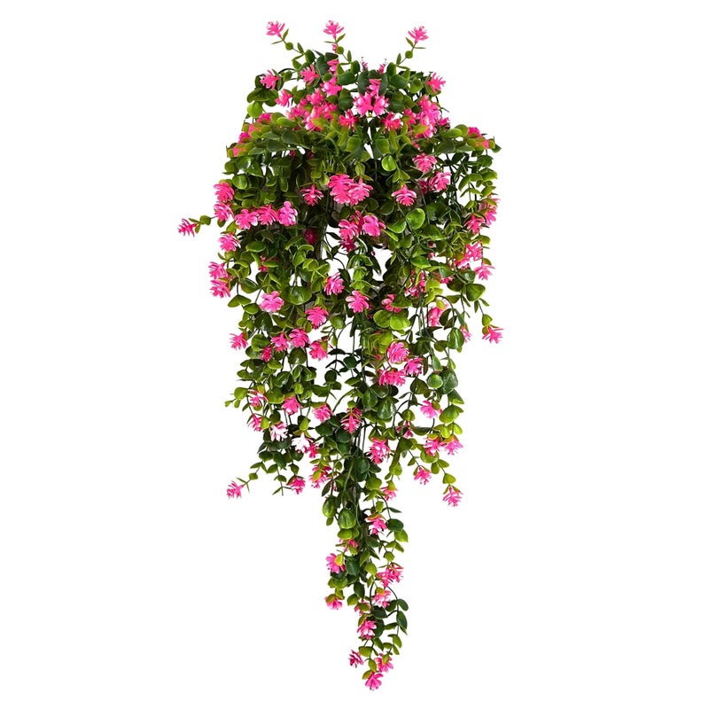 Tdas Artificial Hanging Plants Leaves Eucalyptus Ivy Garlands Plant Greenery Vine Creeper Home Decor Door Wall Balcony Decoration Party Festival 1 Pcs Pink - Image 1