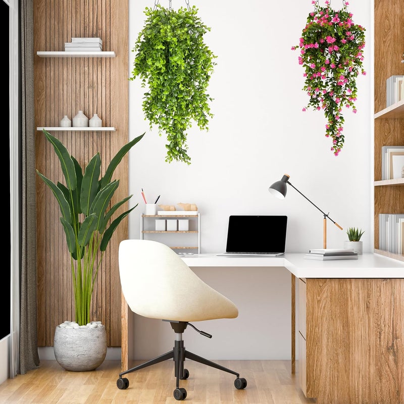 Tdas Artificial Hanging Plants Leaves Eucalyptus Ivy Garlands Plant Greenery Vine Creeper Home Decor Door Wall Balcony Decoration Party Festival 1 Pcs Pink - Image 5