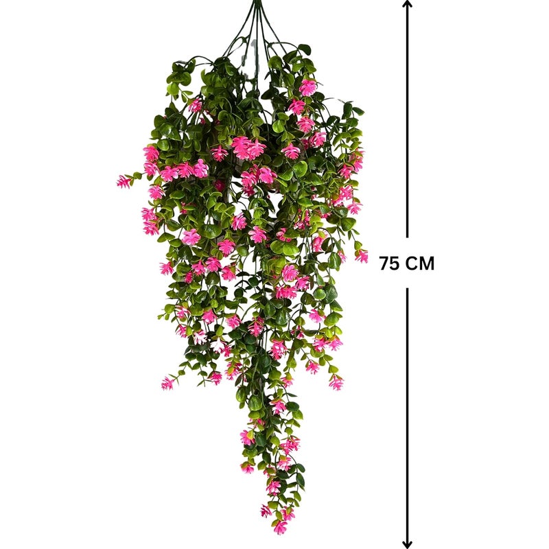 Tdas Artificial Hanging Plants Leaves Eucalyptus Ivy Garlands Plant Greenery Vine Creeper Home Decor Door Wall Balcony Decoration Party Festival 1 Pcs Pink - Image 2