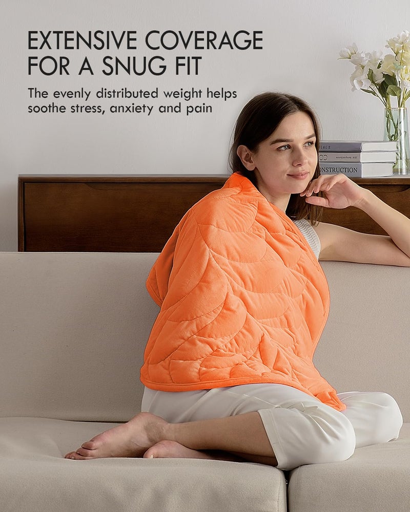 Kaisa Weighted Lap Blanket 5 lbs 23"" x 29""  Cozy Luxury Crystal Velvet Small Weighted Blanket for Adults  Portable Travel Weighted Blanket for Relaxation  All-Season Blanket  Machine Washable  Orange - Image 2