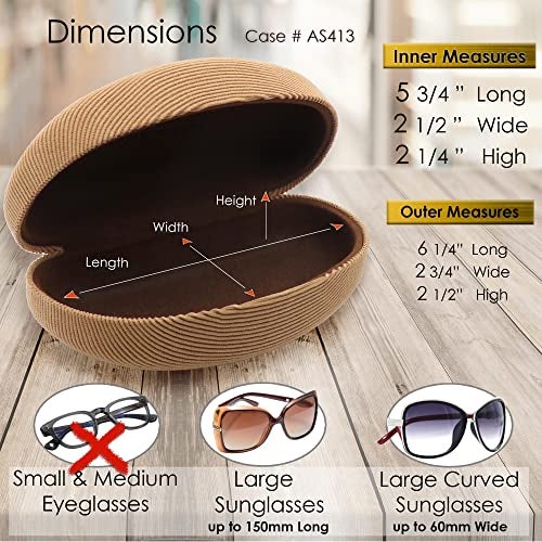 MyEyeglassCase Hard Sunglasses Case, Large Glasses Case | Eyeglass Case for Large Frames with Drawstring Pouch and Cleaning cloth (AS413 Corduroy Beige) - Image 4