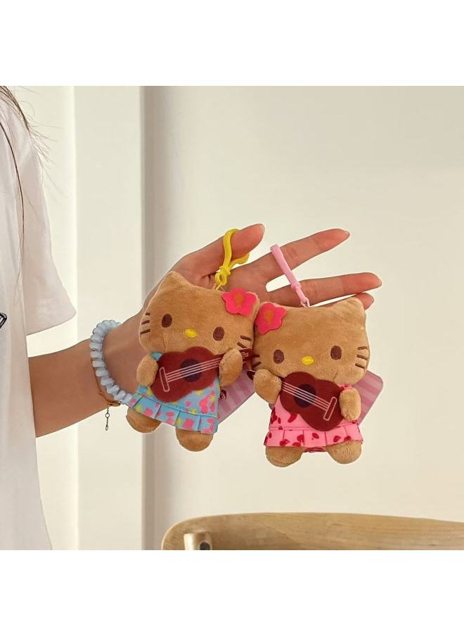 Generic - Black Leather Kitty Guitar Floral Dress Keychain Pendant HelloKitty-Specifications:Guitar Pink Skirt Cat Kt - Image 1