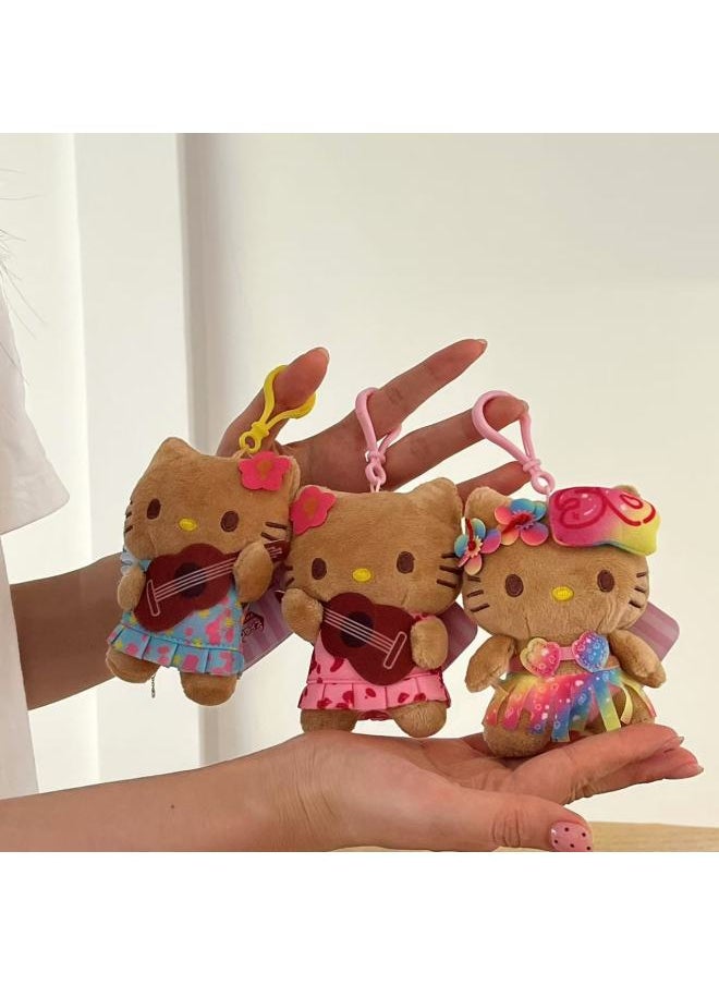 Generic - Black Leather Kitty Guitar Floral Dress Keychain Pendant HelloKitty-Specifications:Guitar Pink Skirt Cat Kt - Image 1