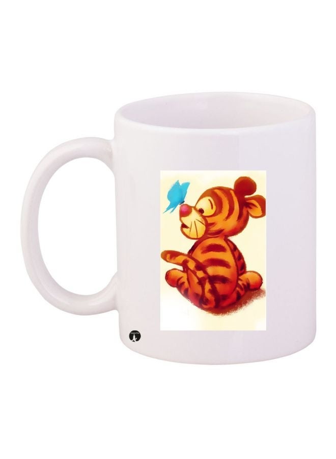 Cartoon Printed Coffee Mug White/Orange/Blue 11ounce