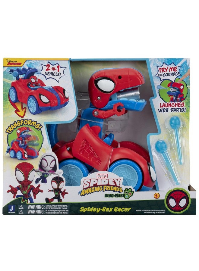 MARVEL Spidey and His Amazing Friends Spidey-Rex Racer - 8-Inch Vehicle with Sounds That Transforms from Vehicle Into Dinosaur - Image 1