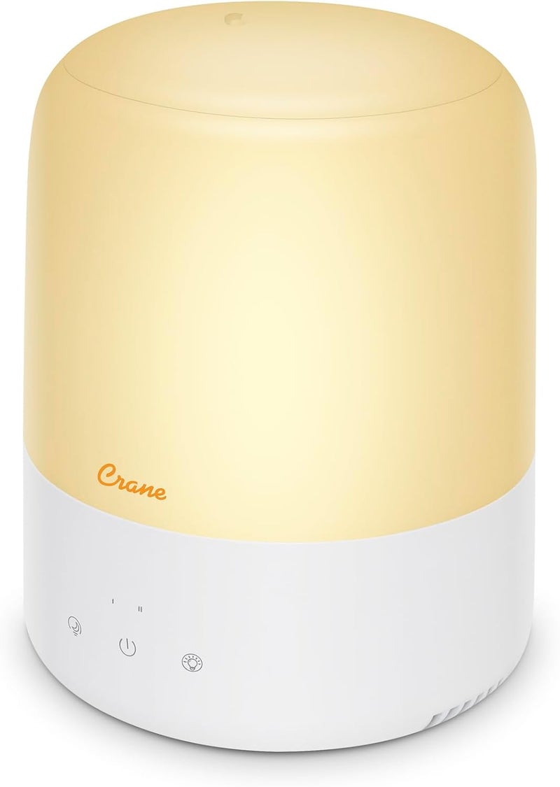 Crane Top Fill Mini Humidifier for Bedroom and Nursery 3-in-1 Essential Oil Diffuser Sleep Light 0.5 Gallon Baby Humidifier - Image 1