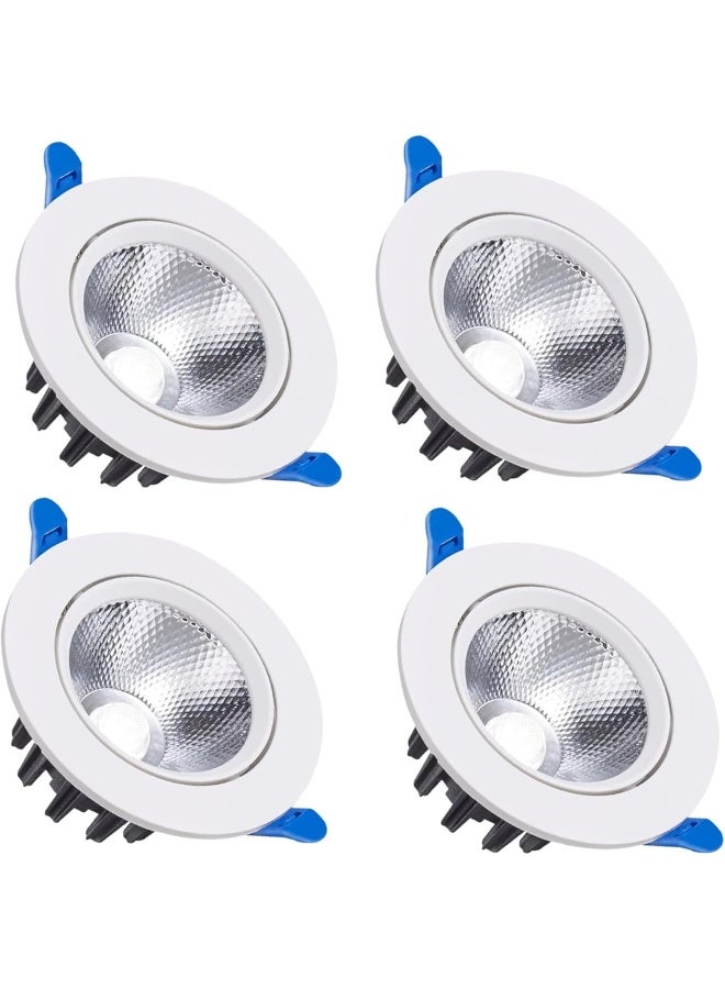 melfi سبوت لايت دائري LED مدمج قابل للتعديل 12 واط 240 فولت - ضوء سقف أبيض بتصنيف IP20 | للاستخدام الداخلي في المنزل والمكتب (ضوء النهار 6500 ك 4 قطع) - Image 1