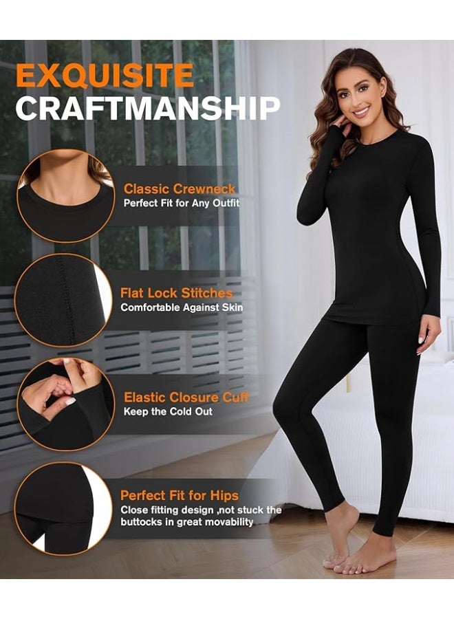 JOGAMS Women's Thermal Underwear Set Long Johns Wool Silk Base Layer Pajamas Thick Thermal Set for Women - Image 4