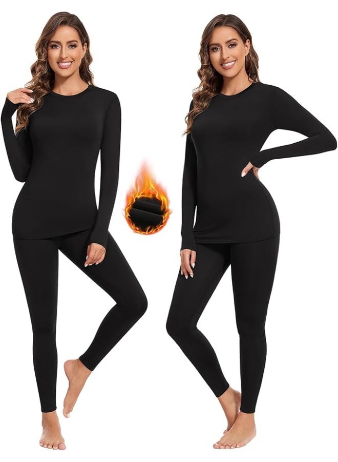 JOGAMS Women's Thermal Underwear Set Long Johns Wool Silk Base Layer Pajamas Thick Thermal Set for Women - Image 1