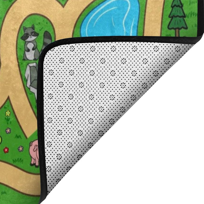 Engree Kids Rug, Cartoon Maze Playmat Rugs - 5x7 Ft Kids Carpet with Rubber Backing, Forest Trees Animal Plant Theme Play Mat Nursery Rugs for Children Bedroom Playroom - Image 4