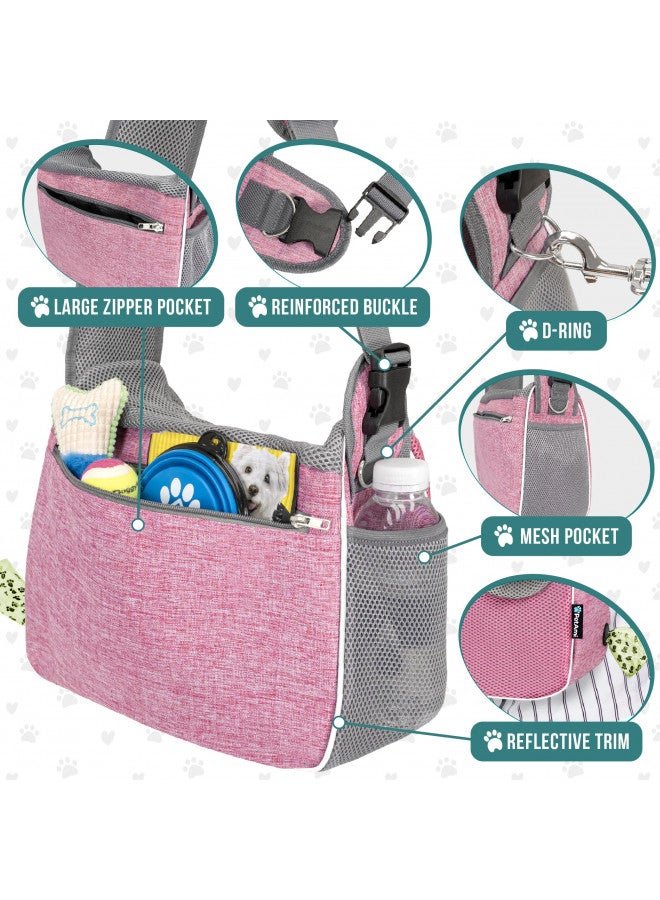 PetAmi Small Dog Sling Carrier, Soft-Sided Crossbody Puppy Carrying Purse Bag, Adjustable Sling Pet Pouch to Wear Medium Dog Cat Travel, Dog Bag for Traveling, Breathable, Bag Dispenser, Pink  - Image 4