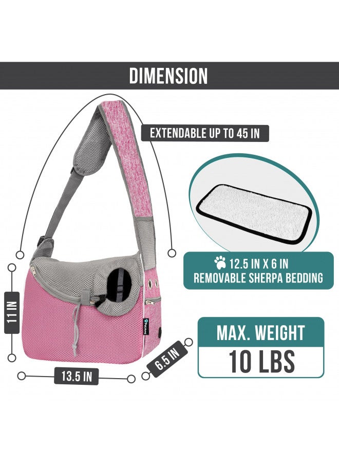 PetAmi Small Dog Sling Carrier, Soft-Sided Crossbody Puppy Carrying Purse Bag, Adjustable Sling Pet Pouch to Wear Medium Dog Cat Travel, Dog Bag for Traveling, Breathable, Bag Dispenser, Pink  - Image 2