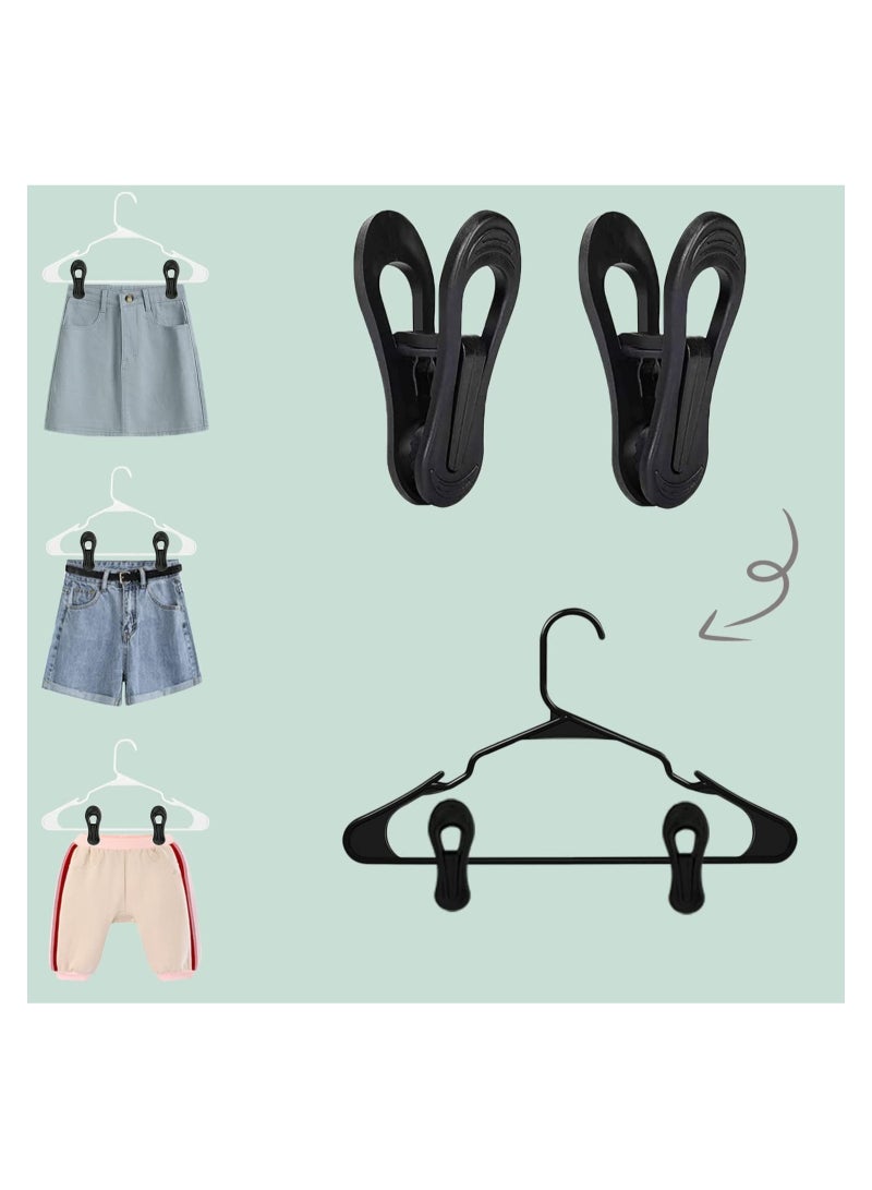SYOSI 50Pcs Hanger Clips Strong Plastic Hangers Clips Clothes Pin Perfect for Plastic Clothes Hangers Multi-Purpose Finger Clips for Skirt Pants Hangers Baby's Flat Thin Clothes Hangers - Image 4