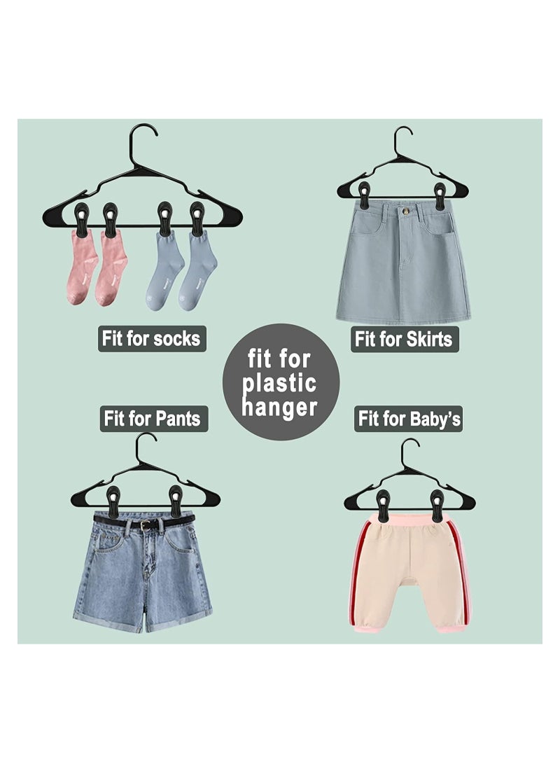 SYOSI 50Pcs Hanger Clips Strong Plastic Hangers Clips Clothes Pin Perfect for Plastic Clothes Hangers Multi-Purpose Finger Clips for Skirt Pants Hangers Baby's Flat Thin Clothes Hangers - Image 3