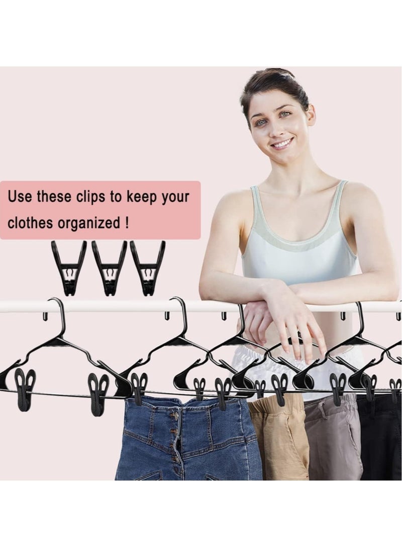 SYOSI 50Pcs Hanger Clips Strong Plastic Hangers Clips Clothes Pin Perfect for Plastic Clothes Hangers Multi-Purpose Finger Clips for Skirt Pants Hangers Baby's Flat Thin Clothes Hangers - Image 2