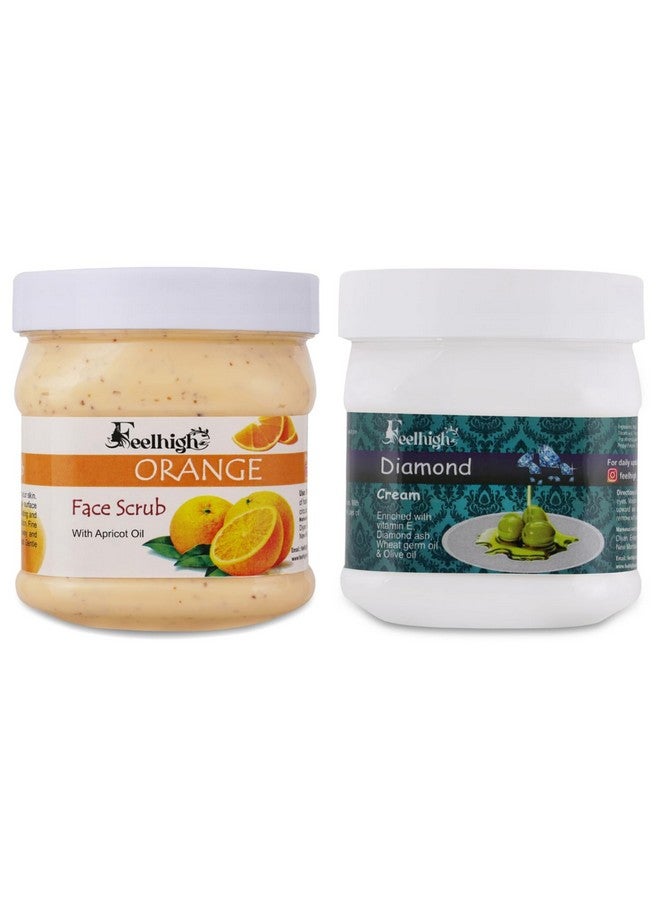 Feelhigh Face & Body Orange Scrub 500ml And Moisturizer Cream 500ml -Skin care Products (OrangeScrubanddaimondCream) - Image 1