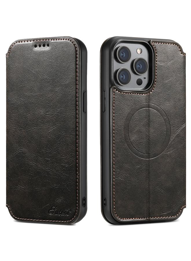 Suteni Case For iPhone 12 Pro Max J05 Leather Magnetic Magsafe Phone Case - Image 1