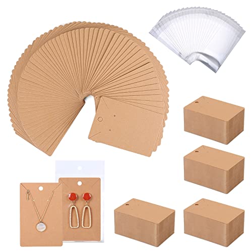ovsor Works Great 500 Pcs Earring Display Cards - Well-made Earring Cards with Good Paper Quality, Plus Clear 500 Pcs Packaging Bags That Don't Tear Easily, for Earrings Necklace Jewelry Packaging - Image 1
